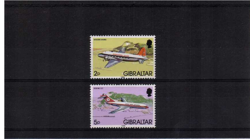 Aircraft watermark change set of two with 1986 imprint date superb unmounted mint.