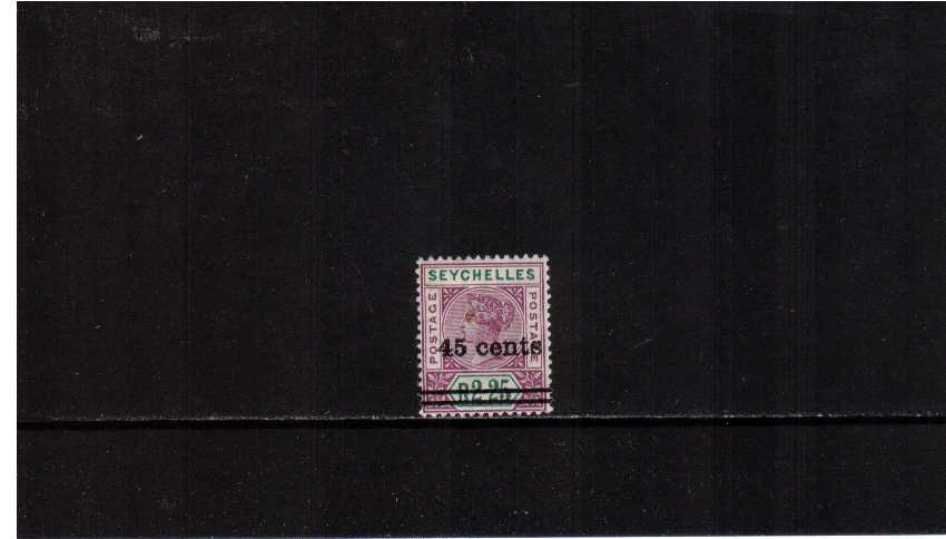 45c on R2 25c Bright Mauve and Green lightly mounted mint single