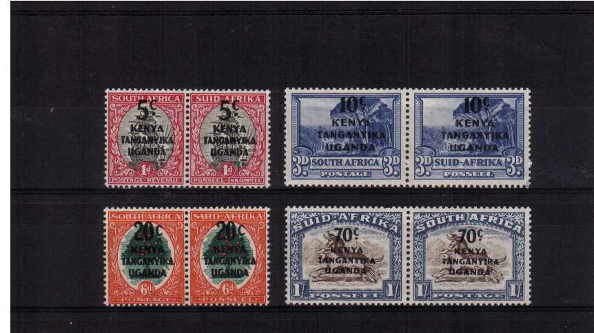 Set of four pairs overprinted on South Africa stamps superb unmounted mint.<br/><b>QQV</b>