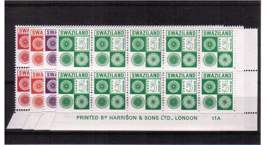 superb unmounted mint set of 4 in corner plate and imprint blocks of 10