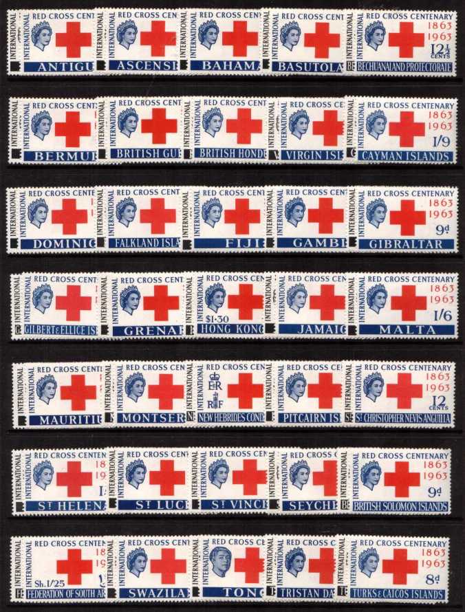 Red Cross - Crown Colonies - set of 35 Countries - 70 stamps in total superb unmounted mint.