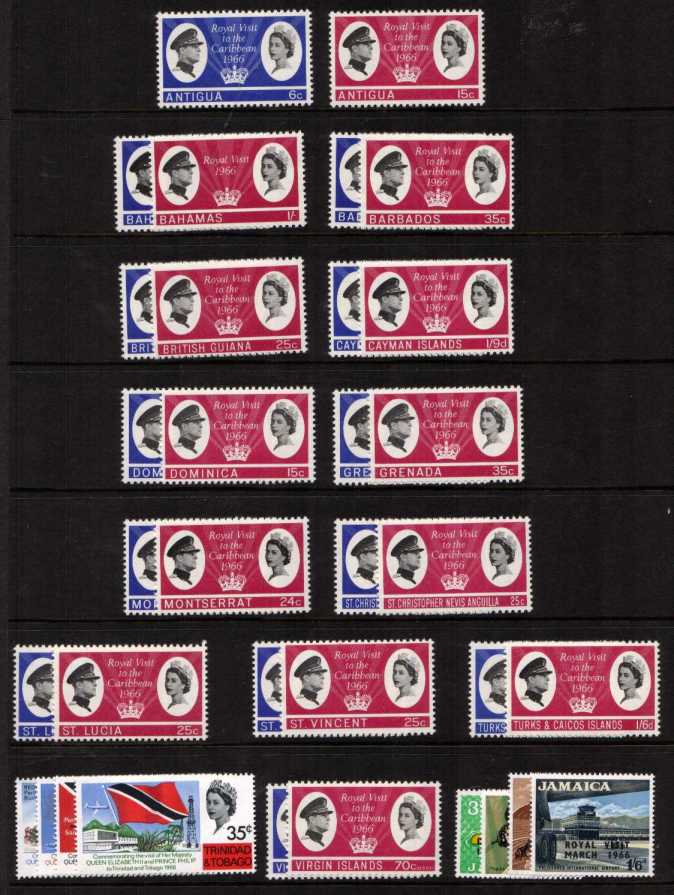 Royal Visit set of 15 Countries - 24 stamps in total superb unmounted mint.