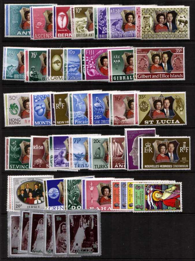 Royal Silver Wedding - set of 35 Countries - 78 Stamps all superb unmounted mint.