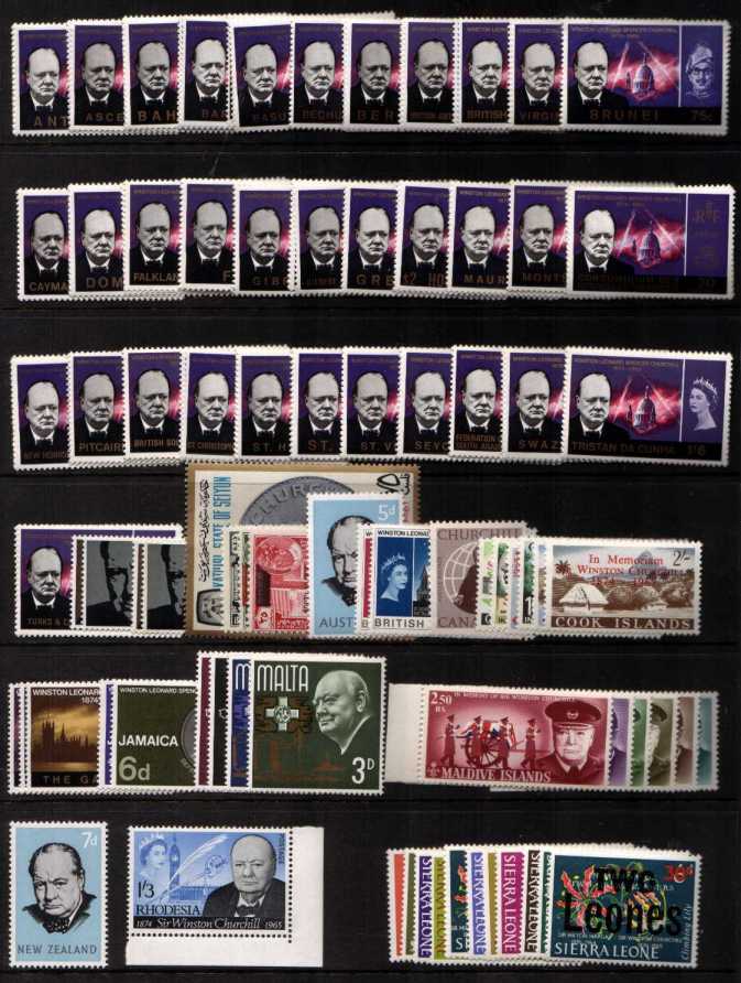 Churchill Commemoration - Complete set of 49 sets - 182 stamps all superb unmounted mint.