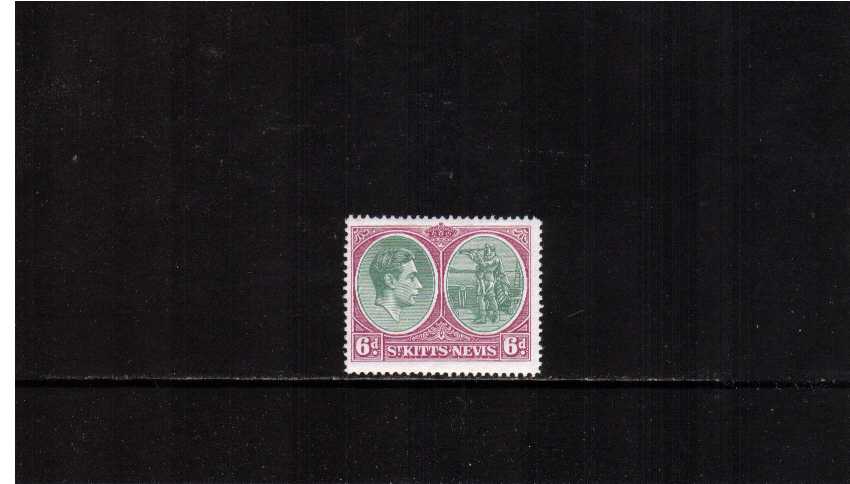 6d Green and Deep Claret definitive odd value - Chalky - Perforation 14 very lightly mounted mint. SG Cat 55
