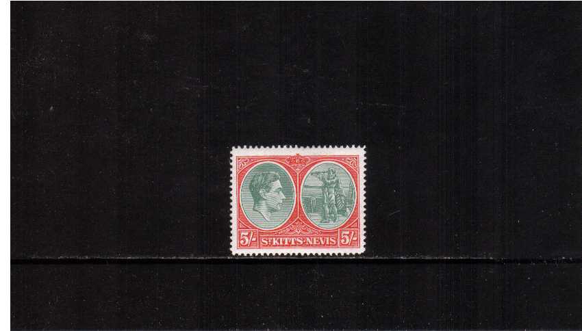 5/- Grey-Green and Scarlet - Chalky - definitive odd value - Perforation 14 very lightly mounted mint -c4qr