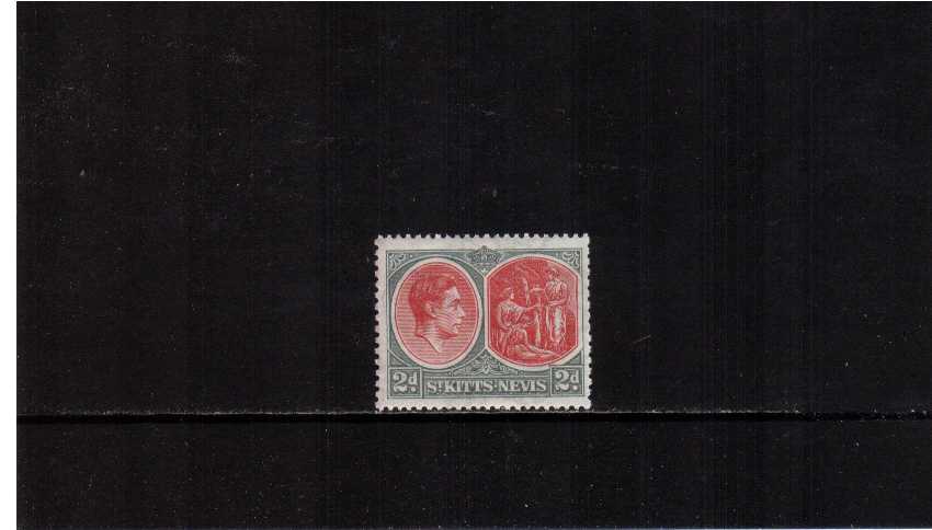 2d Scarlet and Grey - Ordinary Paper - definitive odd value - Perforation 13x12 lightly mounted mint.