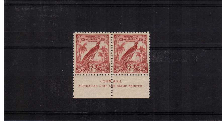 2/- Dull Lake in a superb unmounted mint lower marginal JOHN ASH imprint pair. Very pretty.