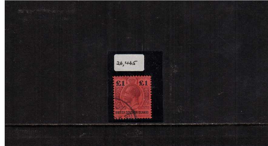 1 Purple and Black on Red. The top value to the set superb fine used with the benefit of  a BPA certificate statiing 