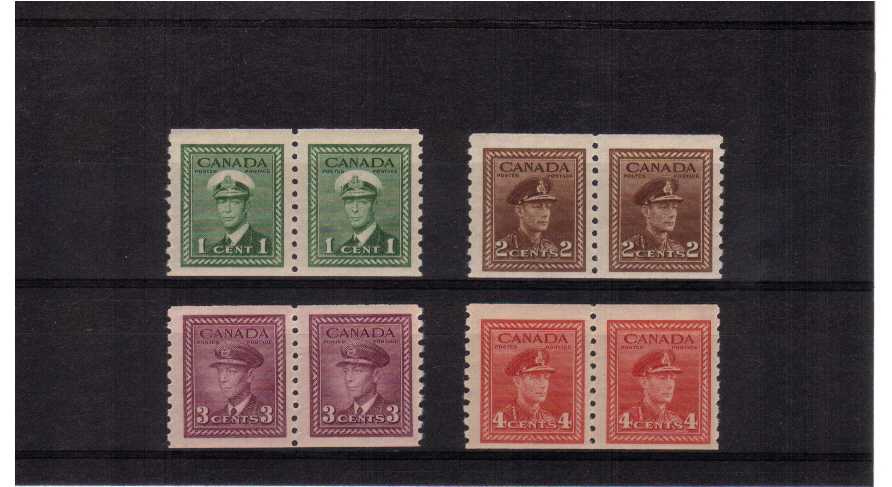 superb unmounted mint set of 4 in coil pairs