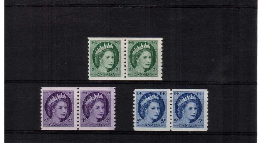 superb unmounted mint set of 3 in coil pairs