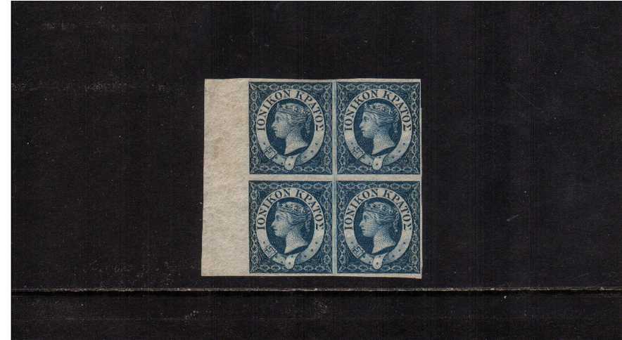 (1d) Blue - A superb left side marginal block of four lightly mounted mint. scarce block!
<br/><br/>
<b>NYQ08</b>