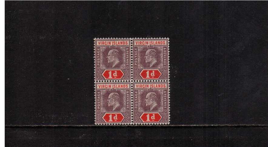 1d Dull Purple and Scarlet. a stunning superb unmounted mint block of four.<br/><br/>
<b>NYQ08</b>