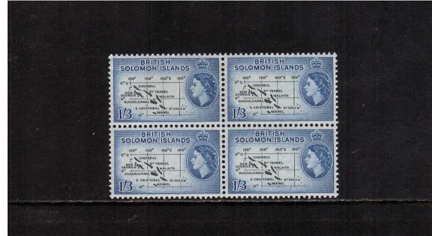 1/3d Black and Blue superb unmounted mint block of four.<br/><br/>
<b>NYQ08</b>