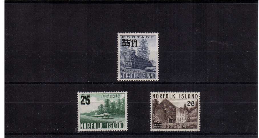Overprint set of three lightly mounted mint
