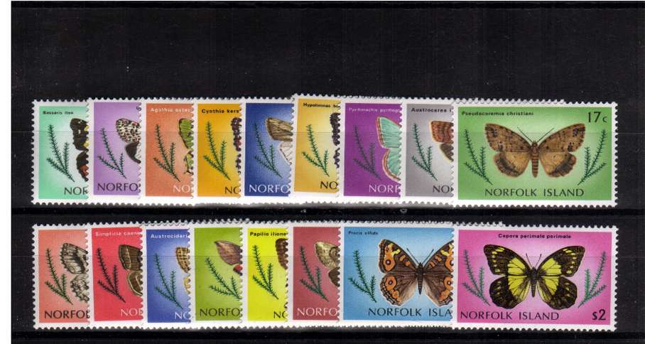 Butterflies set of seventeen superb lightly mounted mint