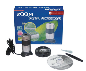 The Zoom Digital Microscope is very powerful and displays the magnified image on your computer screen allowing you to see intricate details easily. Microscope has 5x optical zoom and 26x - 130x digital zoom with a built in illuminator.