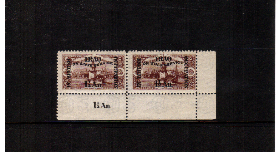 BRITISH OCCUPATION OF BAGDAD - superb unmounted mint pair - mounted on margin