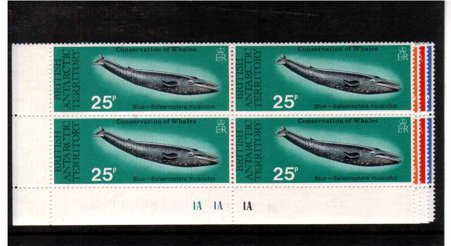 whales - superb unmounted mint corner cylinder blocks of 4
