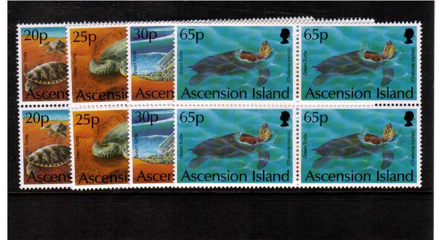 Green Turtle set of 4 in superb unmounted mint blocks of 4