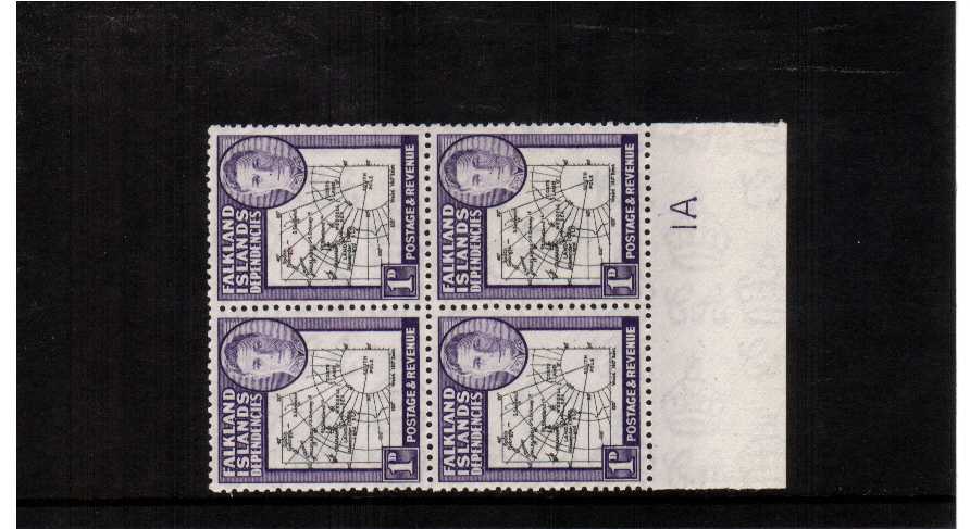1d superb unmounted mint marginal block of 4 showing 