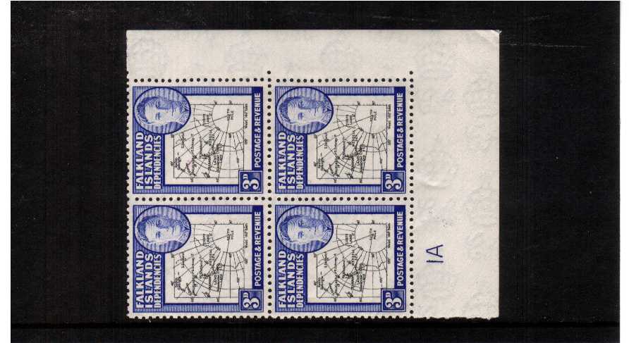 3d thick maps in a superb unmounted mint plate block of 4 showing the