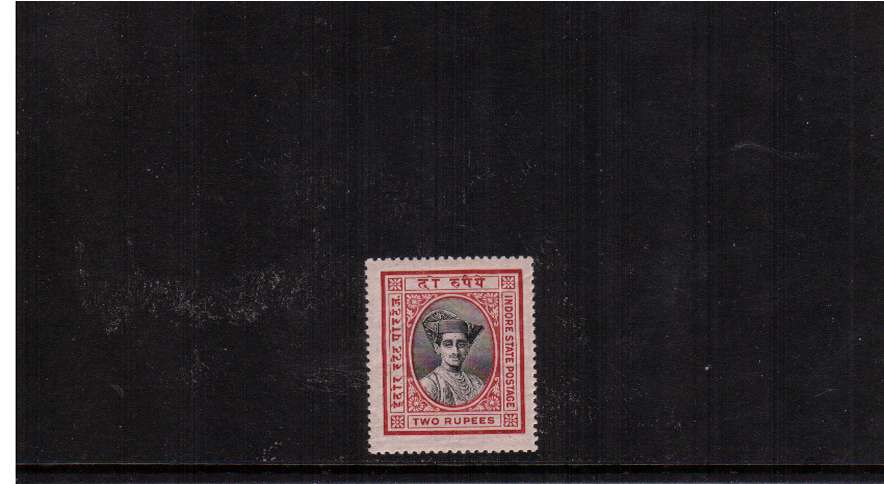 FEUDATORY - INDORE - 2R Black and Carmine. A fine lightly mounted mint single.