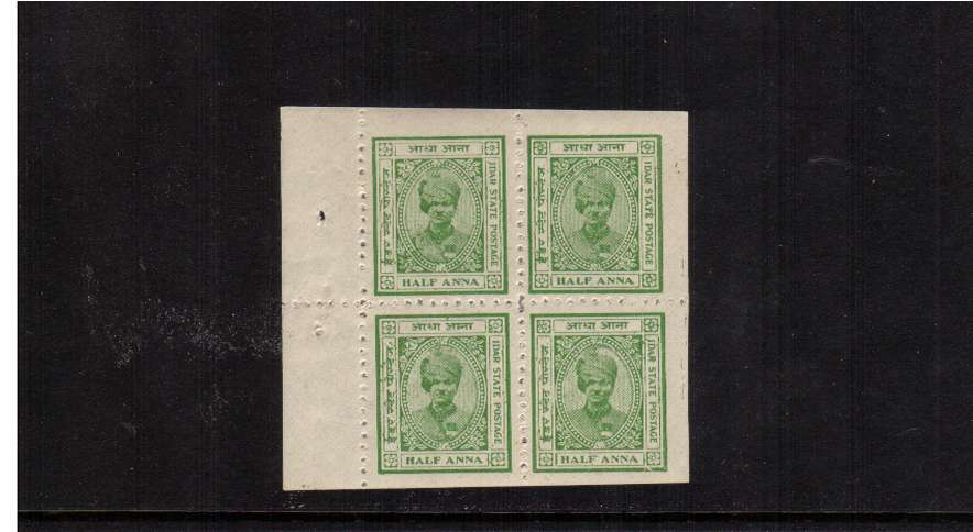 FEUDATORY - IDAR - �c Yellow-Green in a superb unmounted mint booklet pane of four. Scarce!