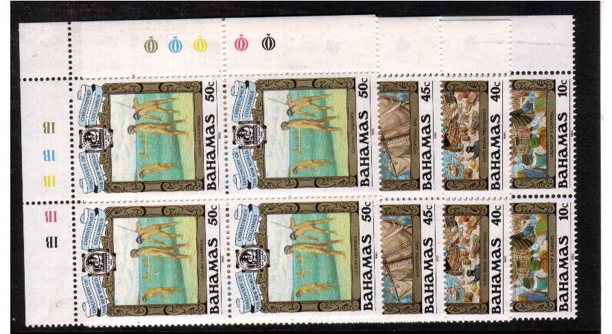 COLUMBUS - set of 4 in superb unmounted mint plate blocks of 4