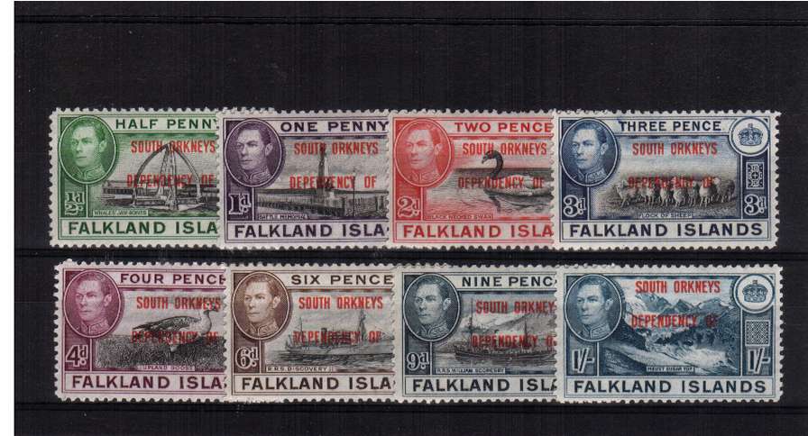 SOUTH ORKNEYS - overprint set of eight lightly mounted mint