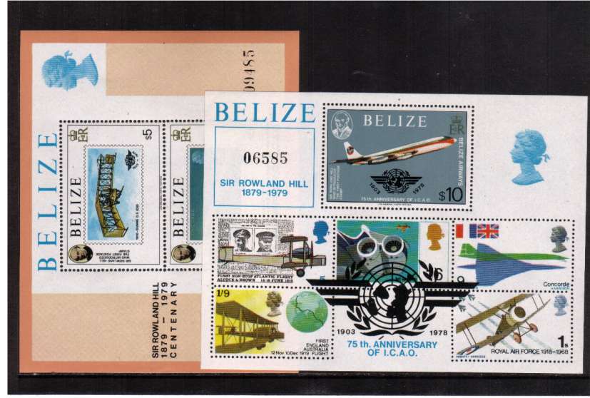 Sir Rowland Hill and Civil Aviation Organization set of two minisheets superb unmounted mint.