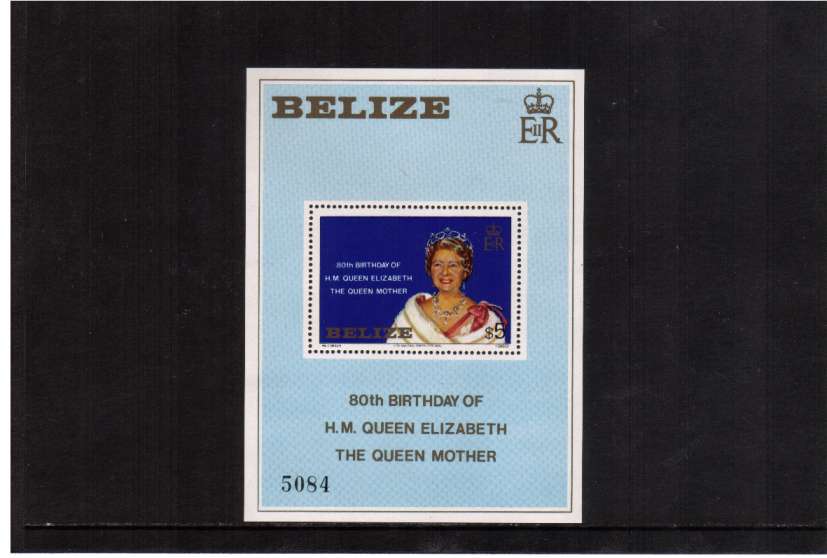 80th Birthday of The Queen Mother minisheet