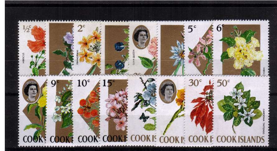 Flowers part definitive set of sixteen to the 50c  - With fluorescent security markings - superb unmounted mint.
