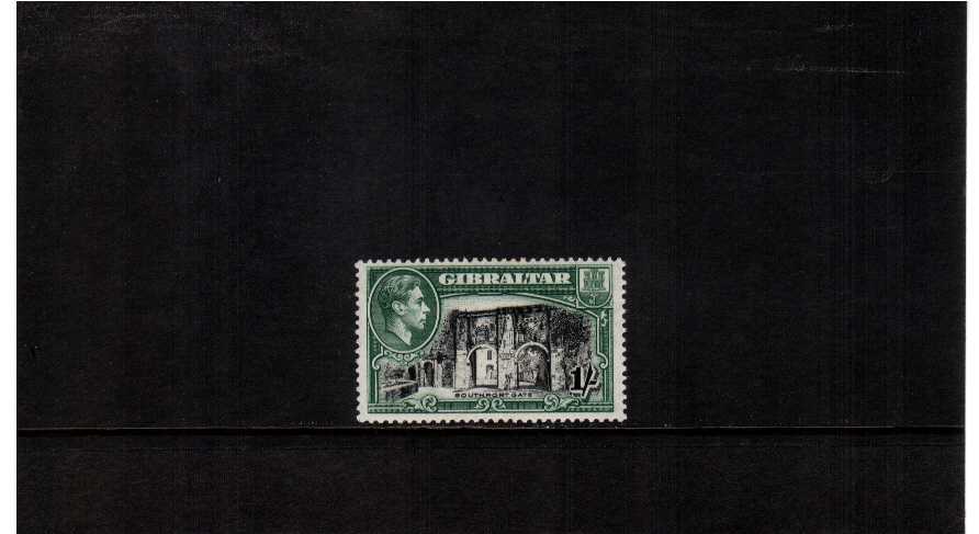 1/- Green and Black - perforation 13 - lightly mounted mint