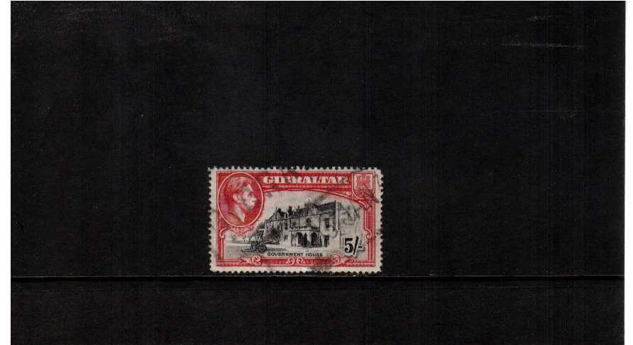 5/- Black and Carmine - Perforation 14 - good sound used stamp without faults Cat 160