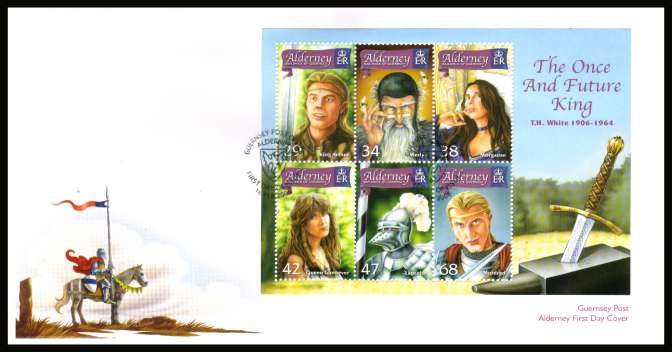 Future King minisheet on unaddressed illustrated First Day Cover with special cancel.