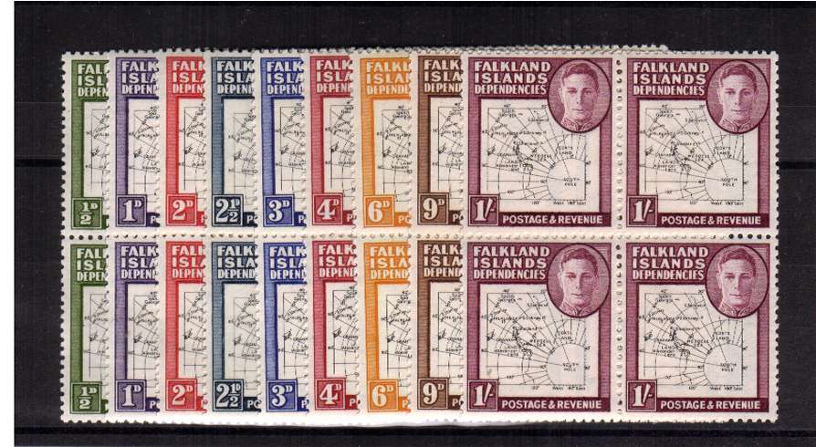 The Thin Maps set of nine in superb unmounted mint blocks of four. Scarce!