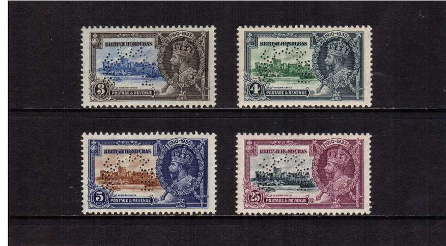 Silver Jubilee set of four lightly mounted mint perfined ''SPECIMEN'' Scarce set. Cat �110<br/><b>SEARCH CODE: 1935JUBILEE</b>
