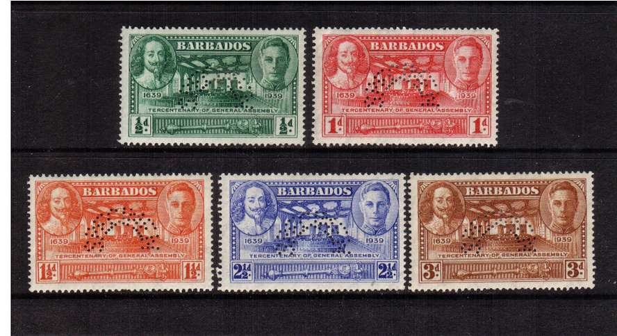 Tercentenary of General Assembly et of five mounted mint perfined SPECIMEN. A rare set. SG Cat �180
<br/><b>QQZ</b>