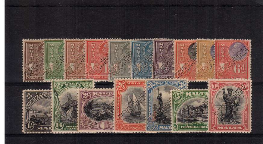 The POSTAGE and REVENUE set of seventeen perfined SPECIMEN (without faults as so often happens).  A very seldom seen set! SG Cat �350.00
<br/><b>QQE</b>