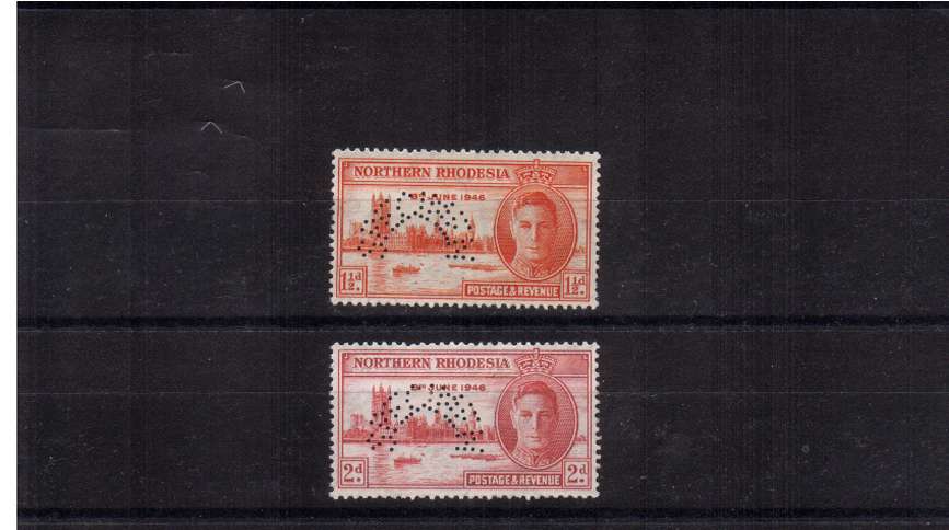 The Victory set of two perfined SPECIMEN lightly mounted mint. SG Cat �100
<br/><b>QQIG</b>