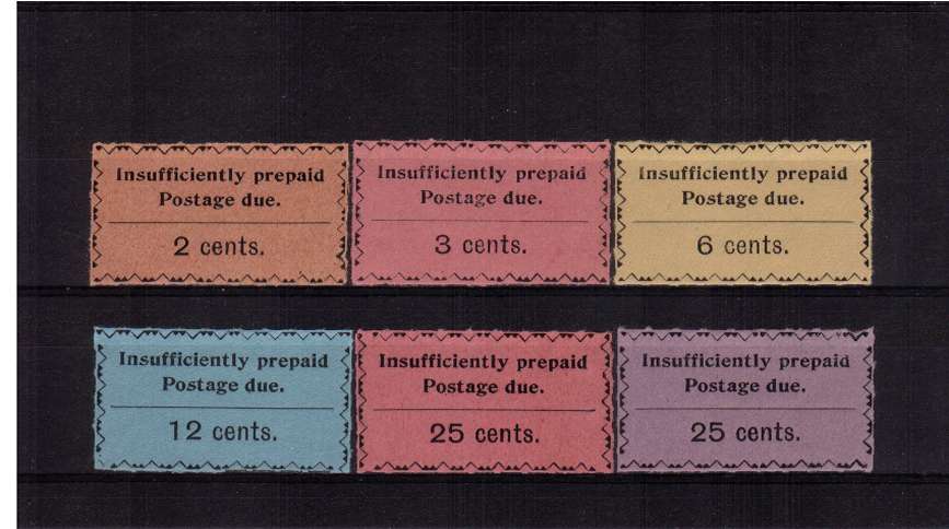 The Postage Due set of six issued without gum.
<br/><b>QQIG</b>