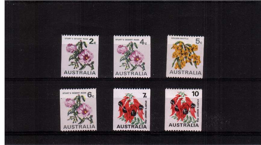 Flowers coils stamps set of six lightly mounted mint