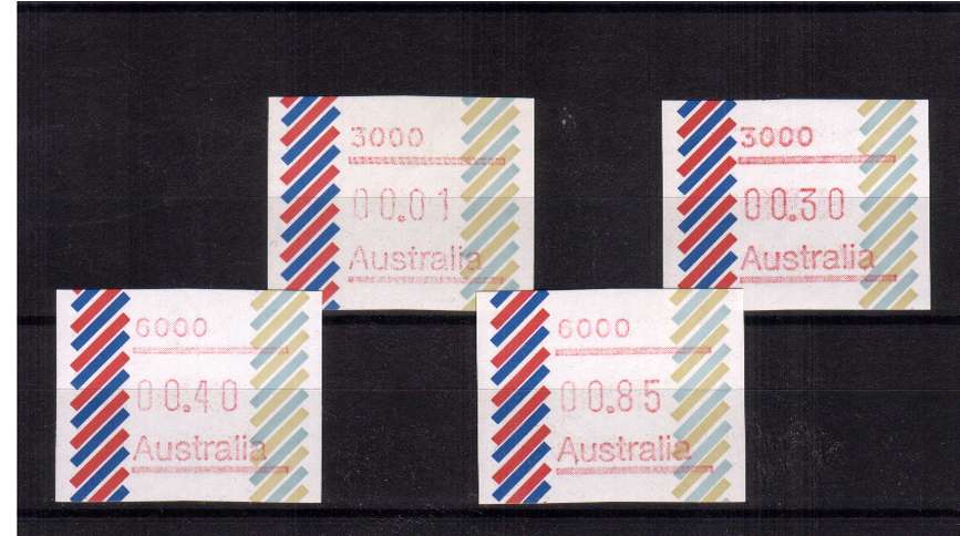 1c-85c ''Barred Edge'' FRAMA set of four superb unmounted mint<br/>Issue Date: 22 FEB 1984