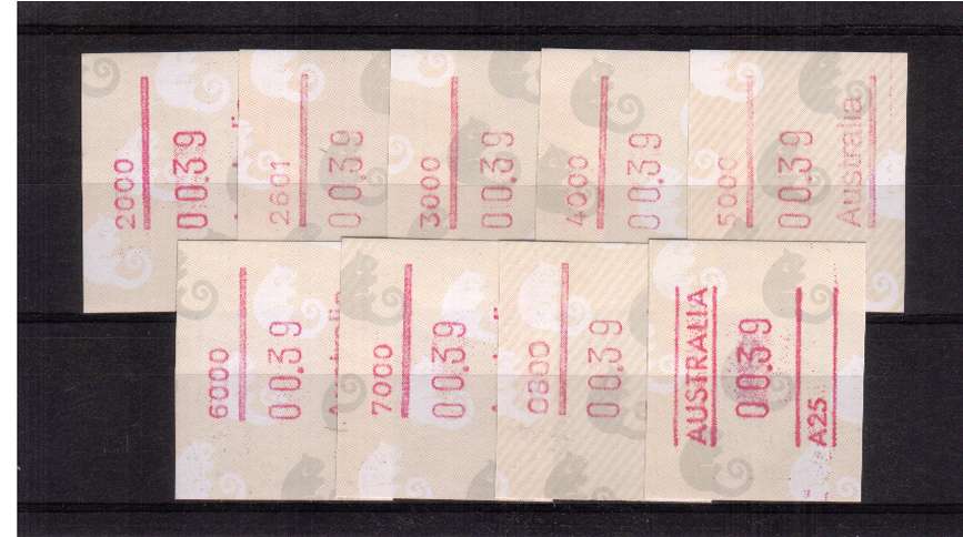 39c FRAMA set of nine superb unmounted mint<br/>Issue Date: 28 SEPT 1988