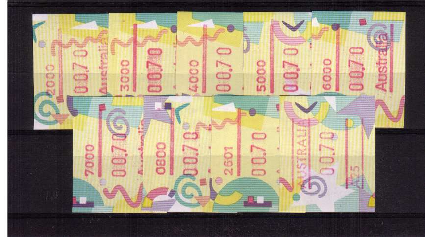 Festive 70c FRAMA  set of nine superb unmounted mint<br/>Issue Date: 6 JUNE 1996