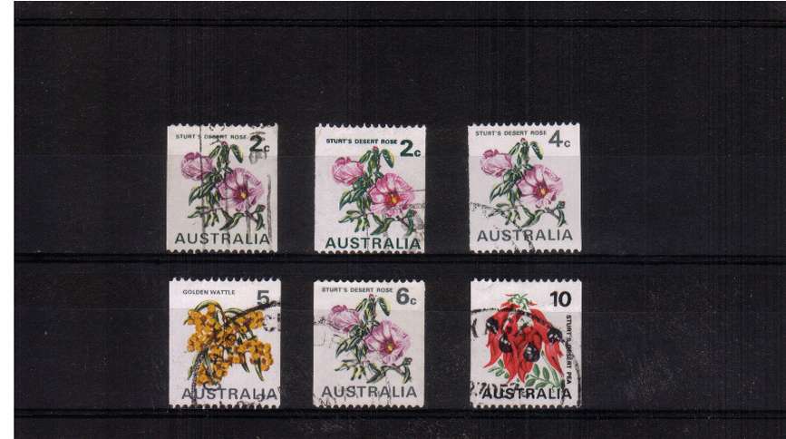 Flowers - Coils stamps set of six fine used