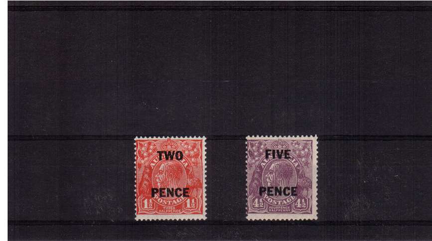 Overprint set of two lightly mounted mint