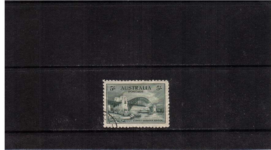 The famous ''Sydney Harbour Bridge'' 5/- Blue-Green superb fine used with a very light SW corner cancel.
