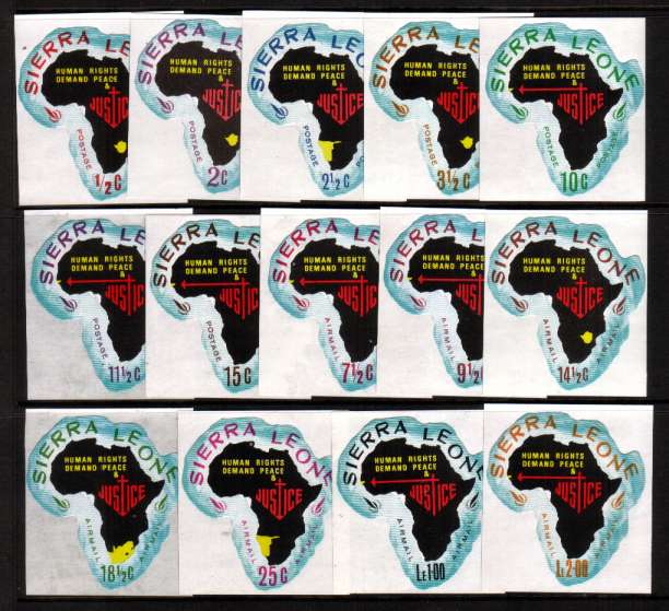 Human Rights Year - mixed countries basic set of fourteen superb unmounted mint.